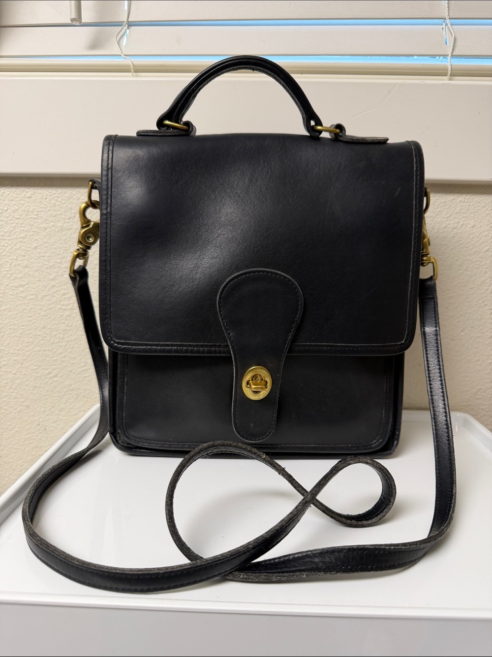 VTG COACH Station Black Leather Bag 1080-360 Made in USA 🇺🇸